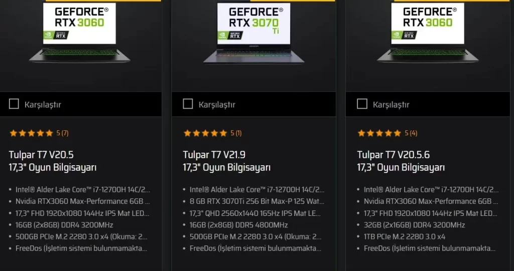 Monster Tulpar Serisi Laptoplar