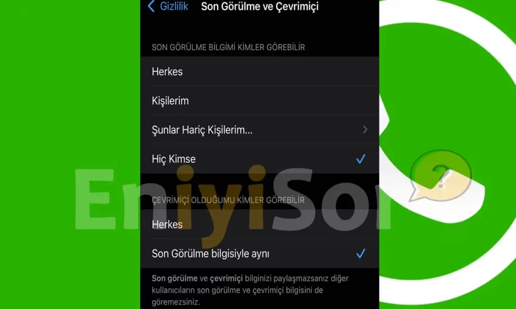 Whatsapp Çevrimiçi Kapatma iPhone