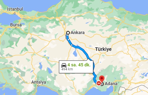 Adana Ankara arası kaç km