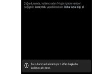 Bu Kullanıcı Adı Alınamıyor Lütfen Başka Bir Kullanıcı Adı Dene