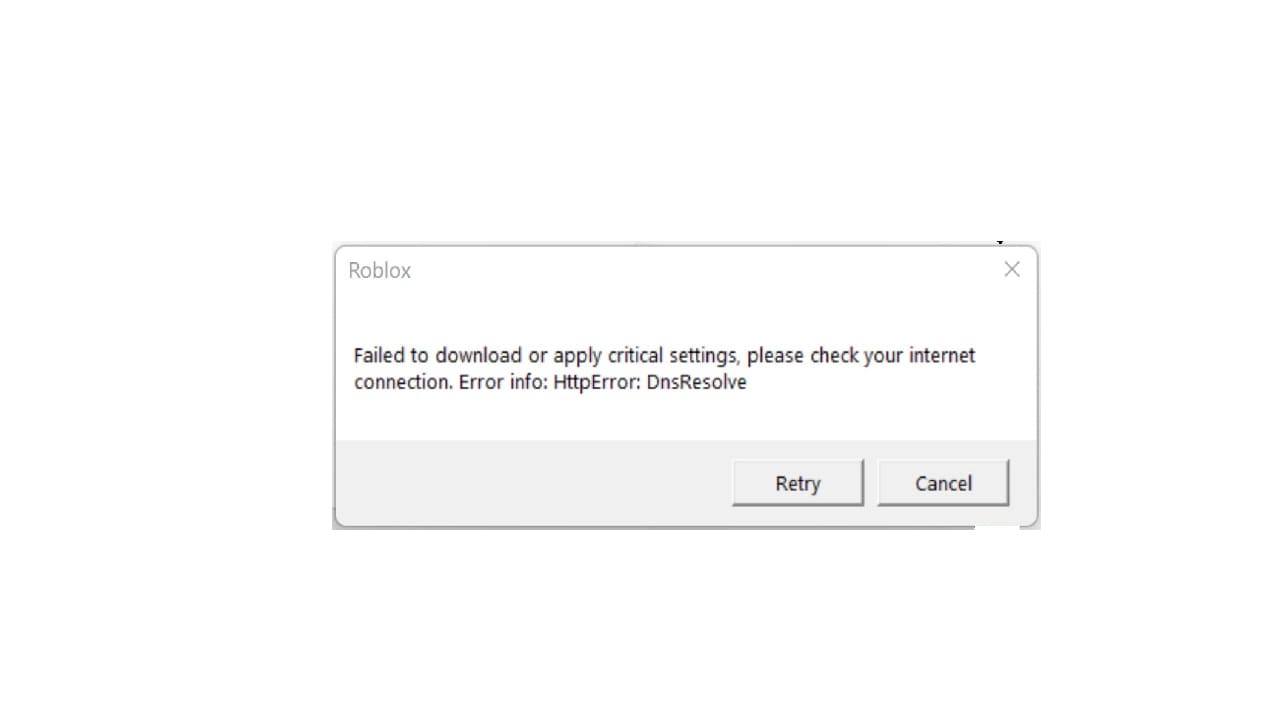 Roblox Failed To Download or Apply Critical Settings