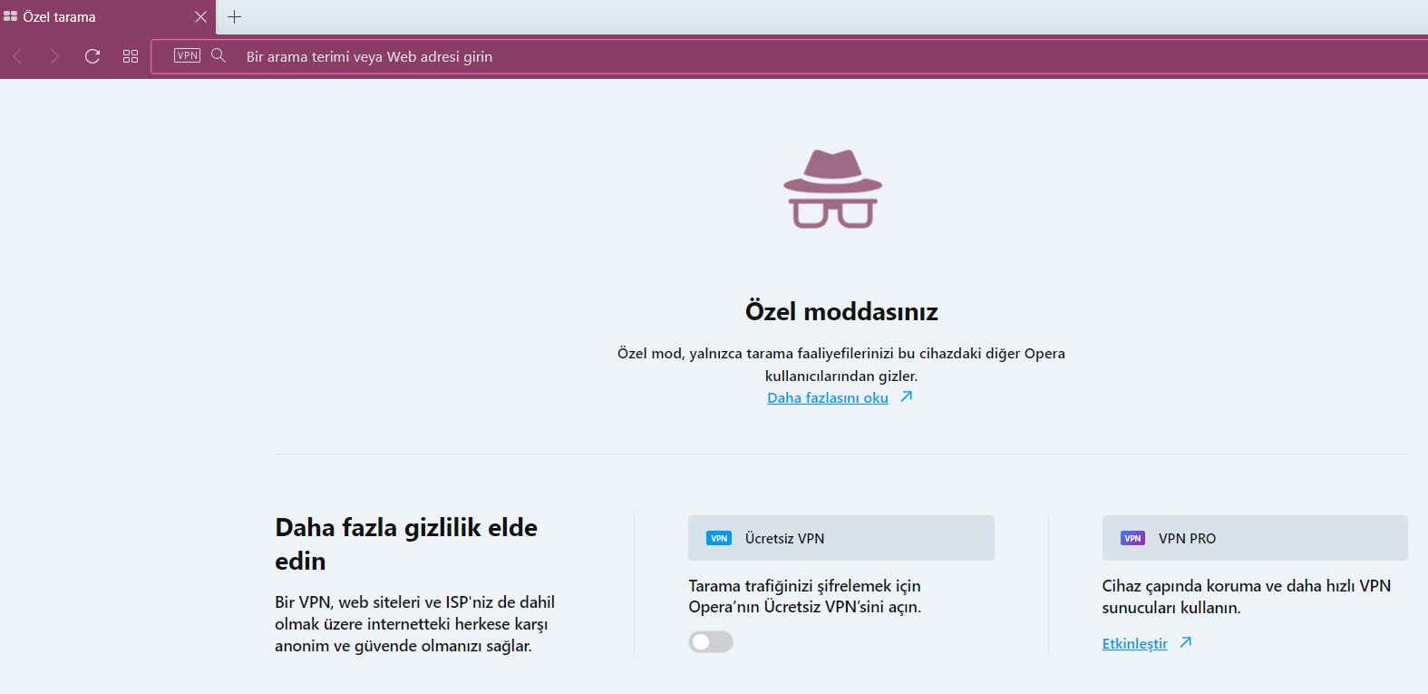 opera gizli mod